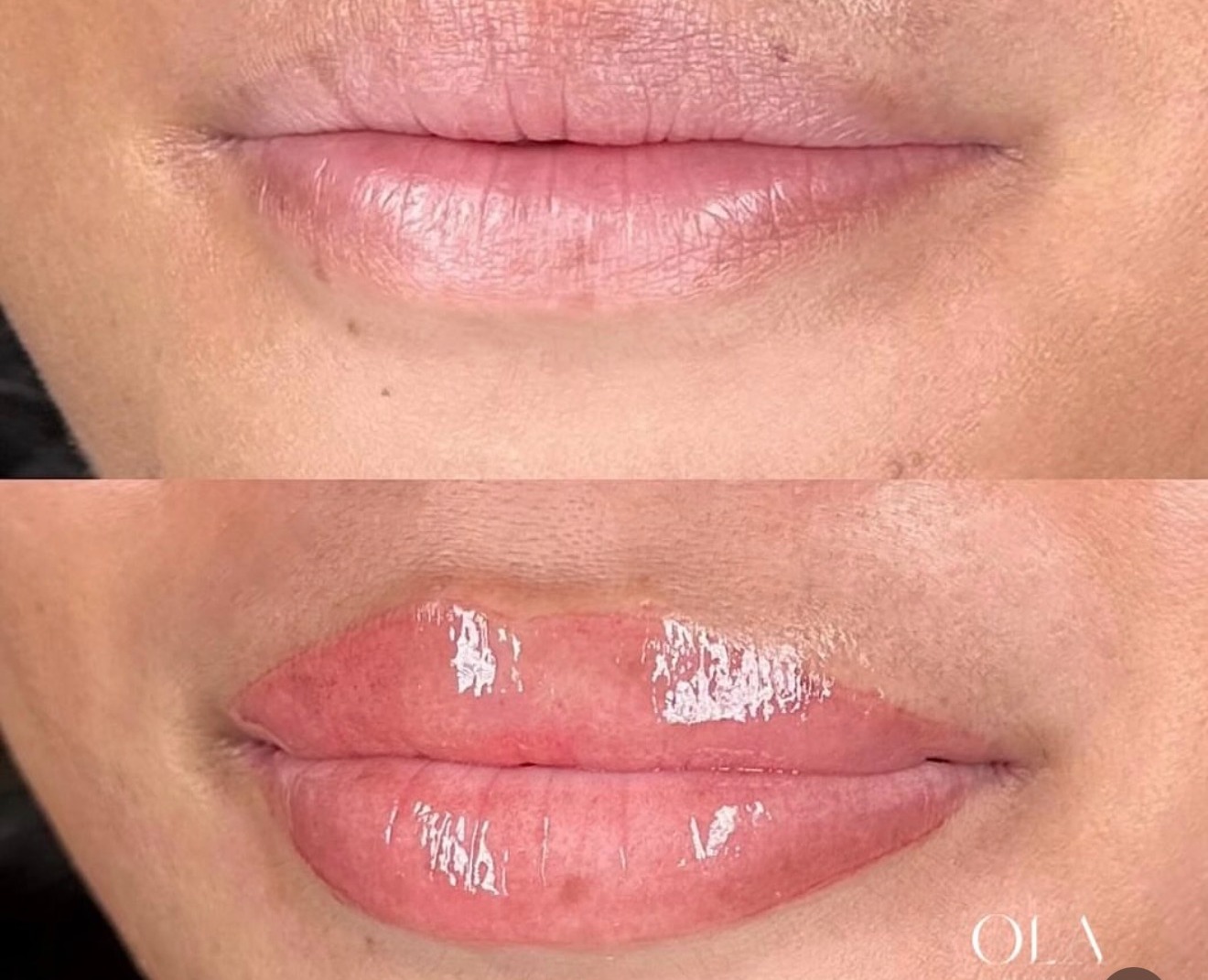 Lip blush before and after